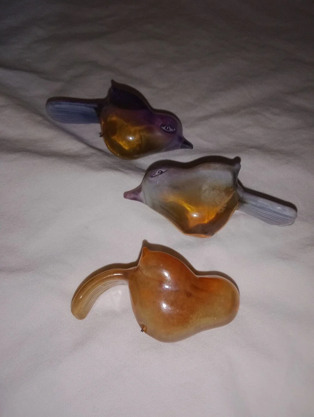 Vintage Glass Birds Crafting Decor Gnome Town Collectible Set Of 3